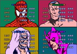 High Score Screen for Spider-Man: The Videogame.