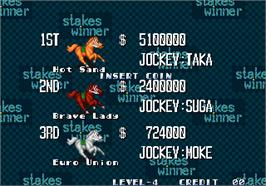 High Score Screen for Stakes Winner / Stakes Winner - GI kinzen seihae no michi.