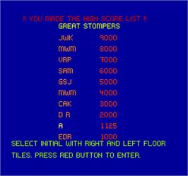 High Score Screen for Stompin'.
