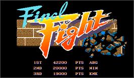 High Score Screen for Street Smart / Final Fight.
