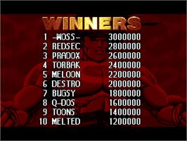High Score Screen for TH Strikes Back.
