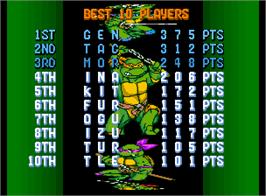 High Score Screen for Teenage Mutant Hero Turtles - Turtles in Time.