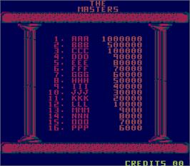 High Score Screen for The Masters of Kin.