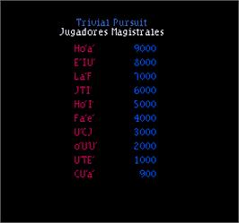 High Score Screen for Trivial Pursuit.