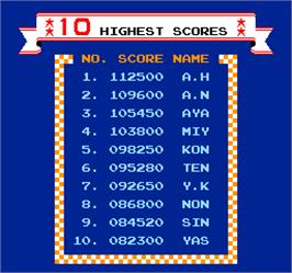 High Score Screen for Vs. Excitebike.