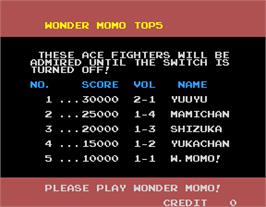 High Score Screen for Wonder Momo.