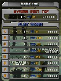 High Score Screen for Wyvern Wings.