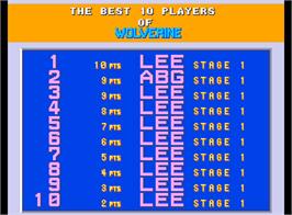 High Score Screen for X-Men.