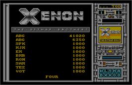 High Score Screen for Xenon.