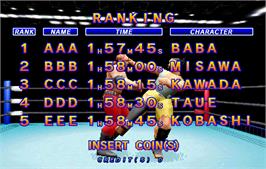 High Score Screen for Zen Nippon Pro-Wrestling Featuring Virtua.