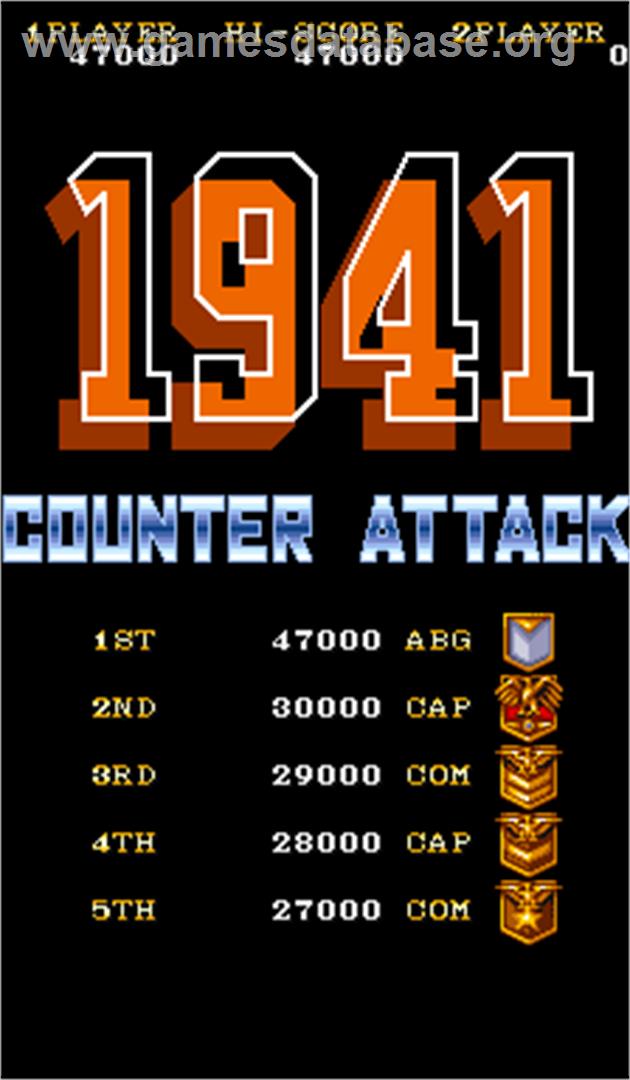 1941: Counter Attack - Arcade - Artwork - High Score Screen
