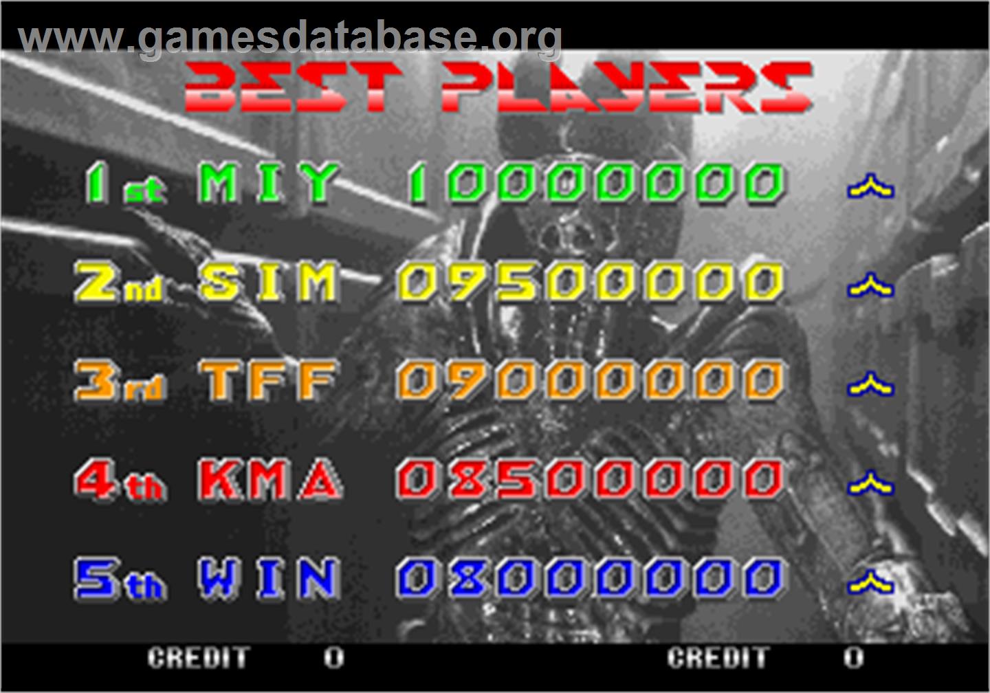 Alien3: The Gun - Arcade - Artwork - High Score Screen