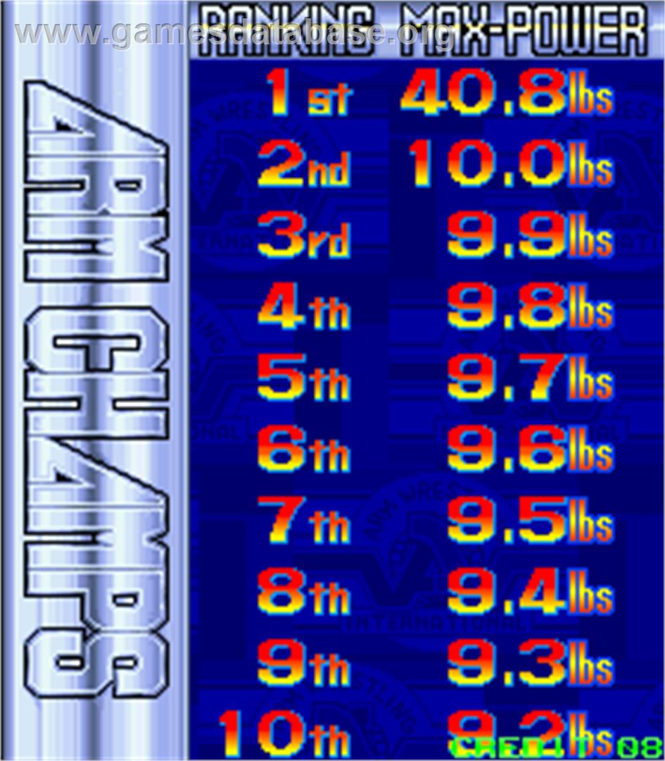 Arm Champs II v1.7 - Arcade - Artwork - High Score Screen