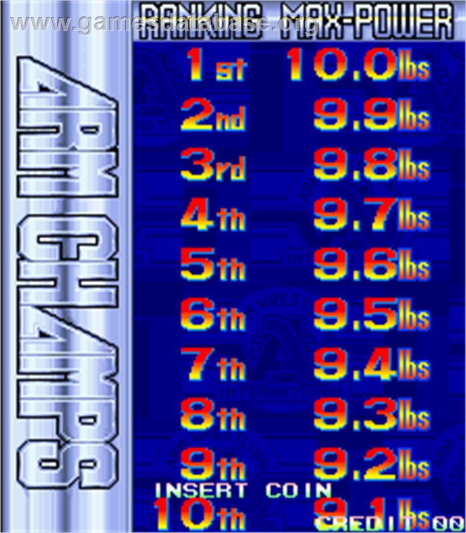 Arm Champs II v2.6 - Arcade - Artwork - High Score Screen