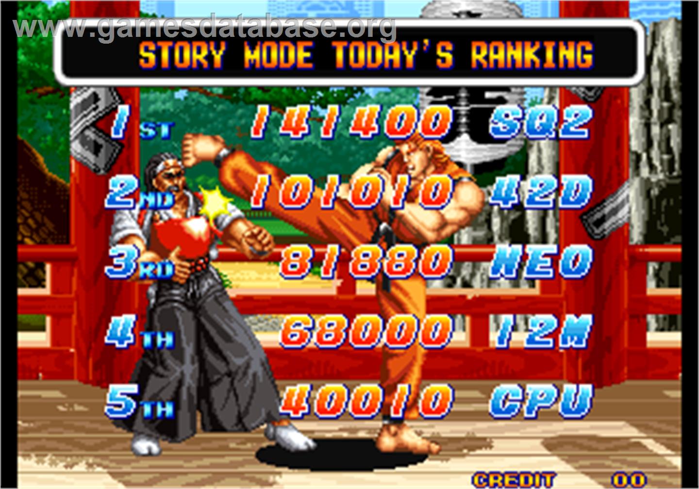 Art of Fighting / Ryuuko no Ken - Arcade - Artwork - High Score Screen