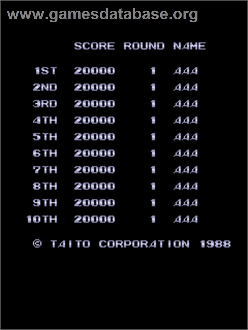 Asuka & Asuka - Arcade - Artwork - High Score Screen