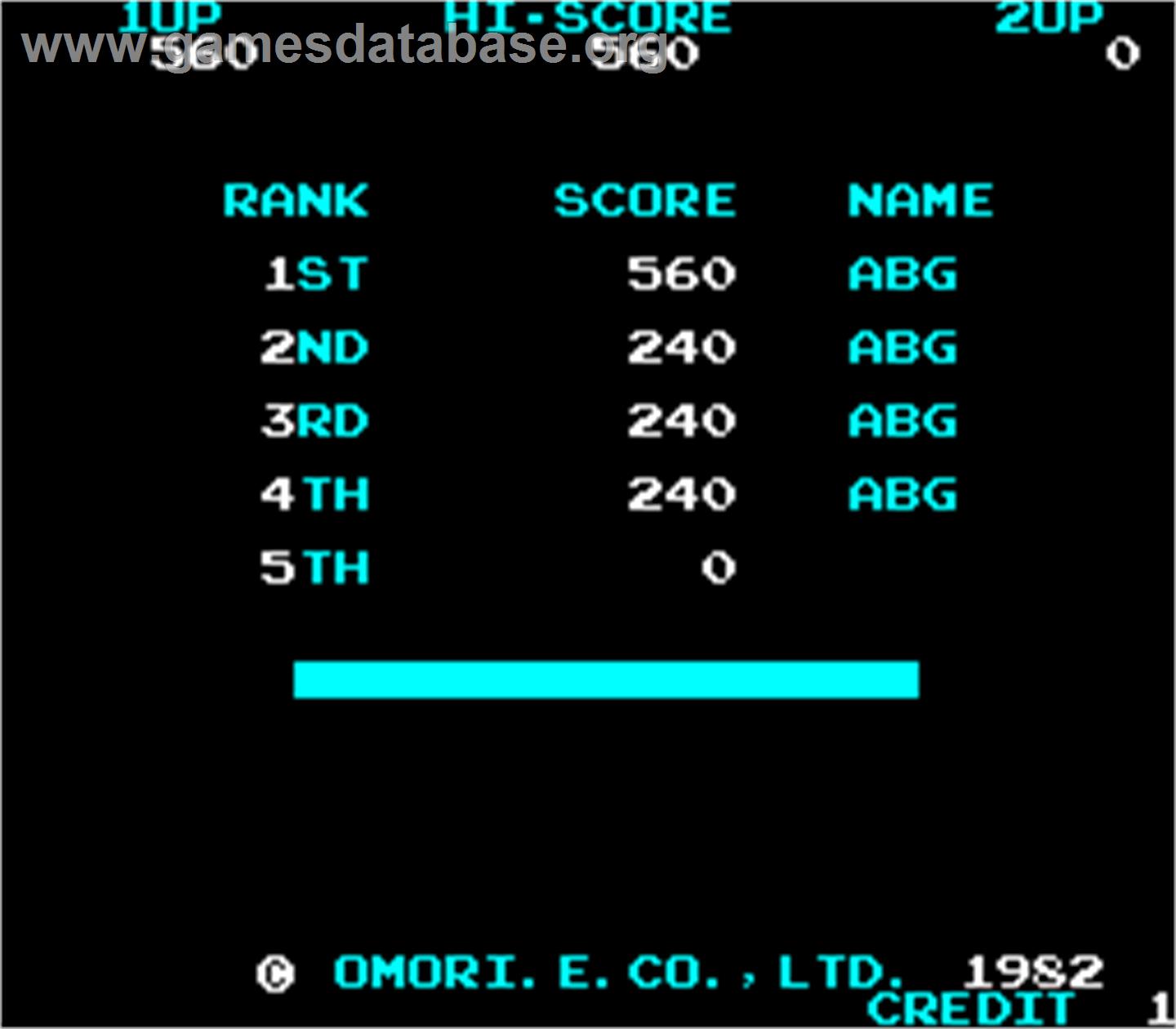 Battle Cross - Arcade - Artwork - High Score Screen