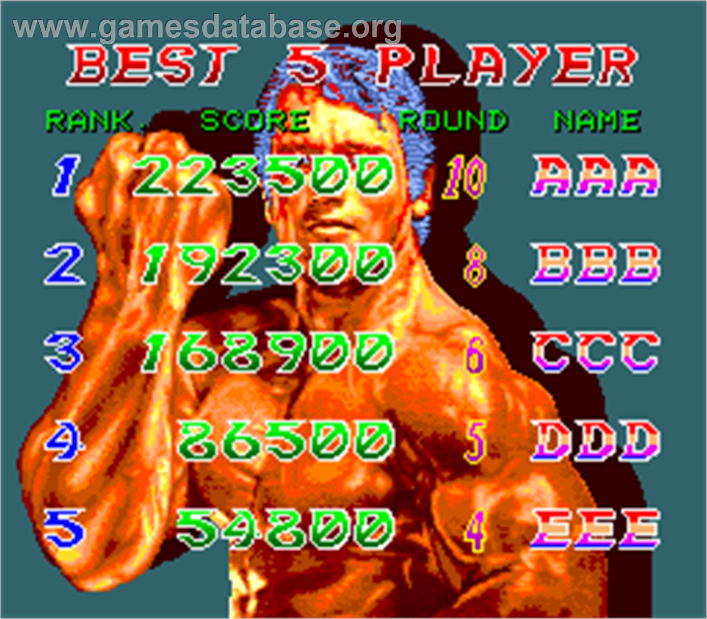 Best Of Best - Arcade - Artwork - High Score Screen