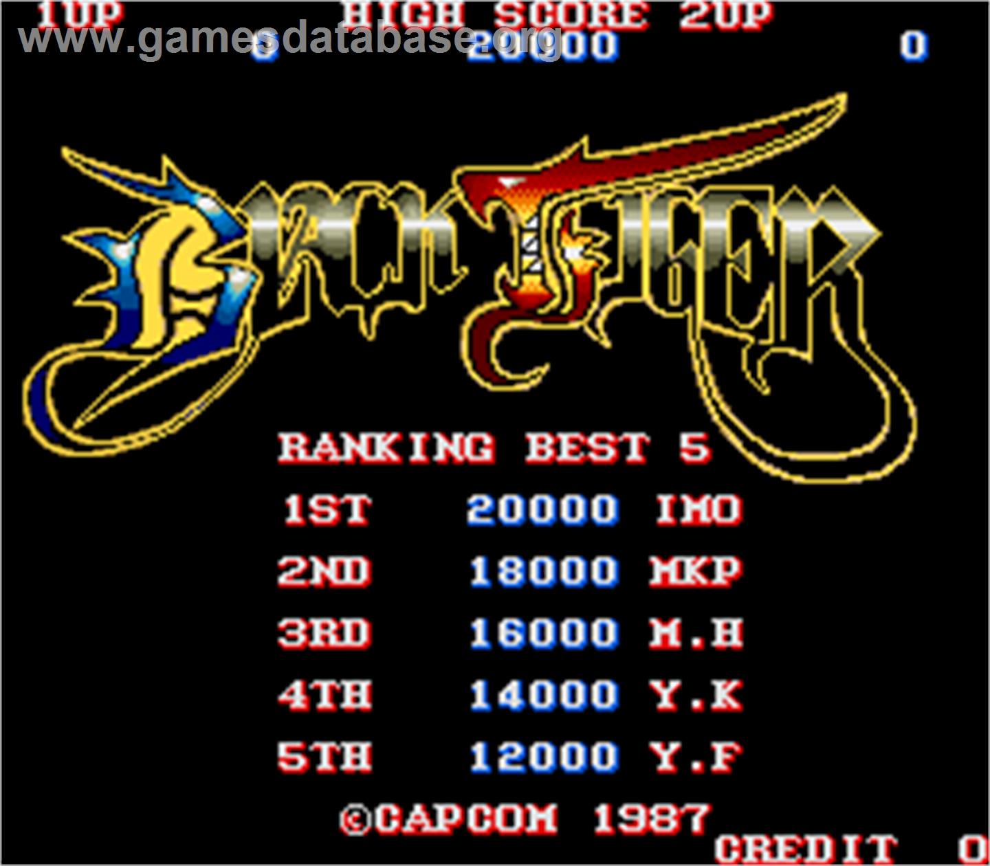 Black Tiger - Arcade - Artwork - High Score Screen