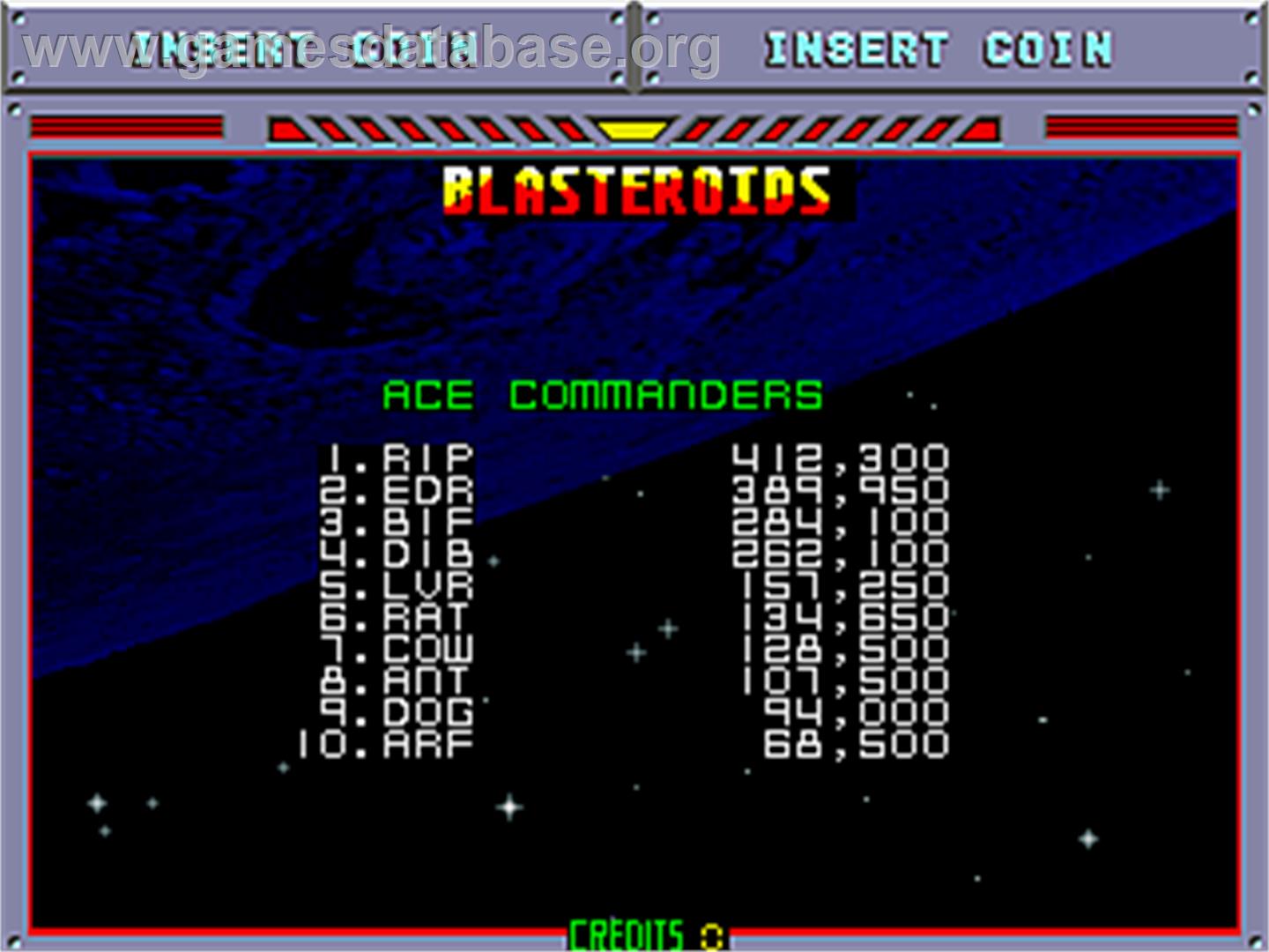 Blasteroids - Arcade - Artwork - High Score Screen