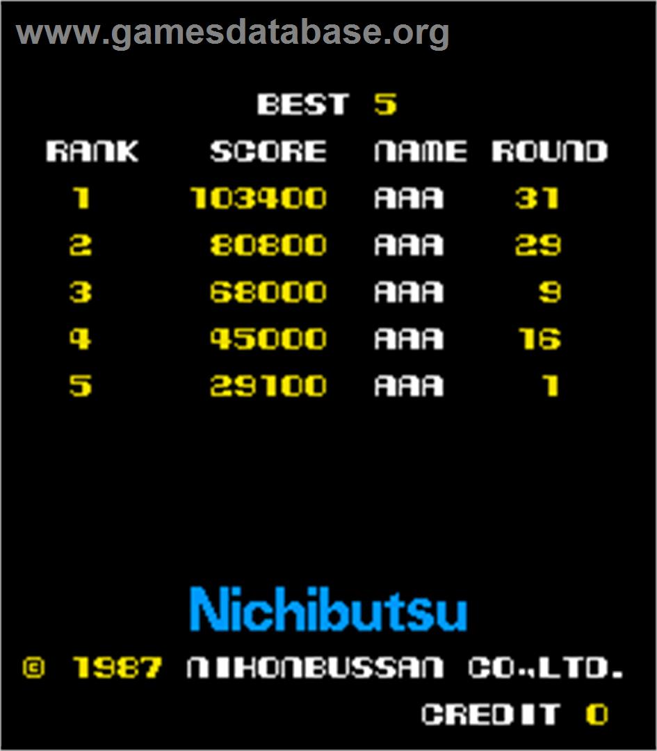 Booby Kids - Arcade - Artwork - High Score Screen