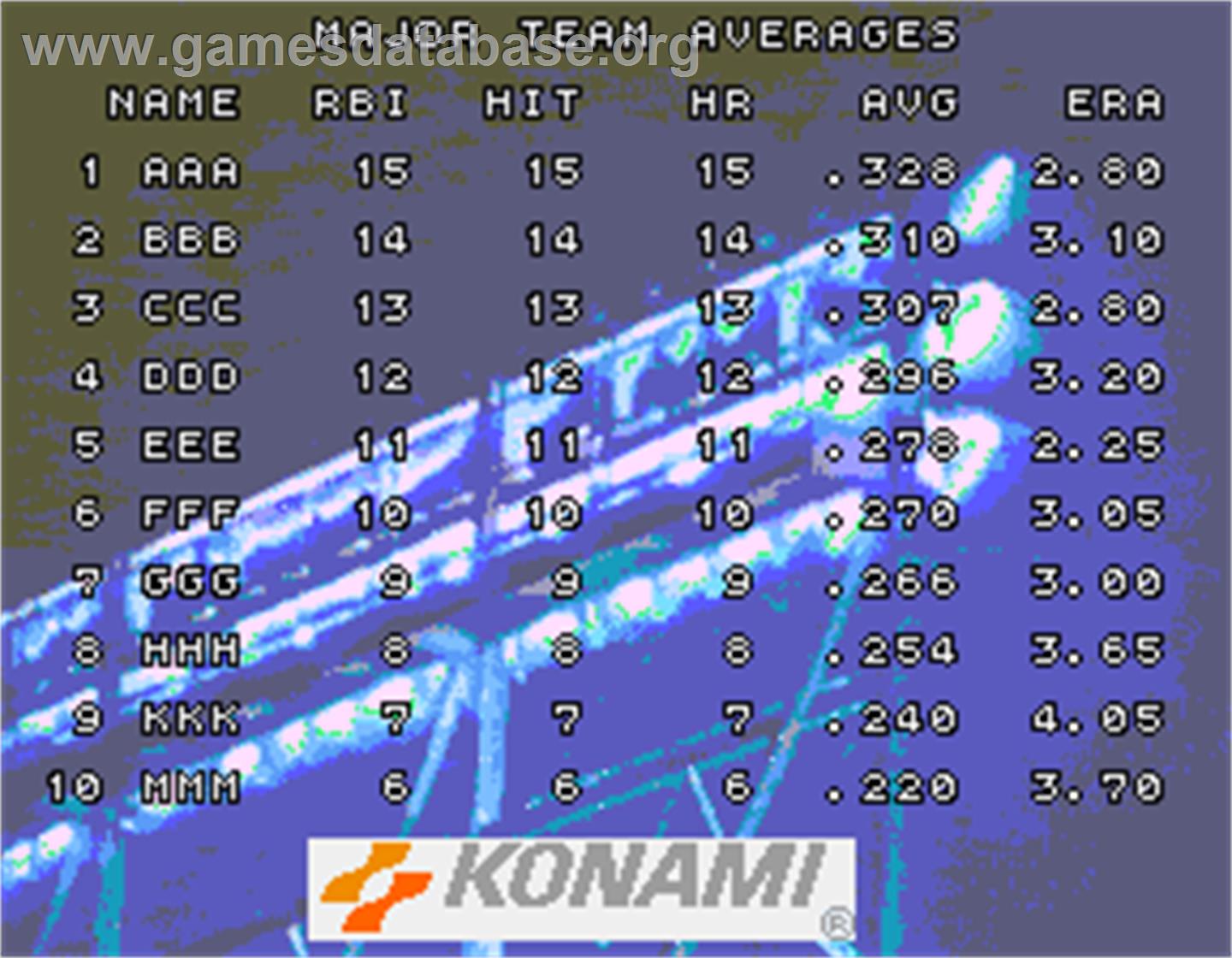 Bottom of the Ninth - Arcade - Artwork - High Score Screen