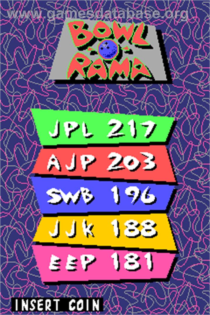 Bowl-O-Rama - Arcade - Artwork - High Score Screen