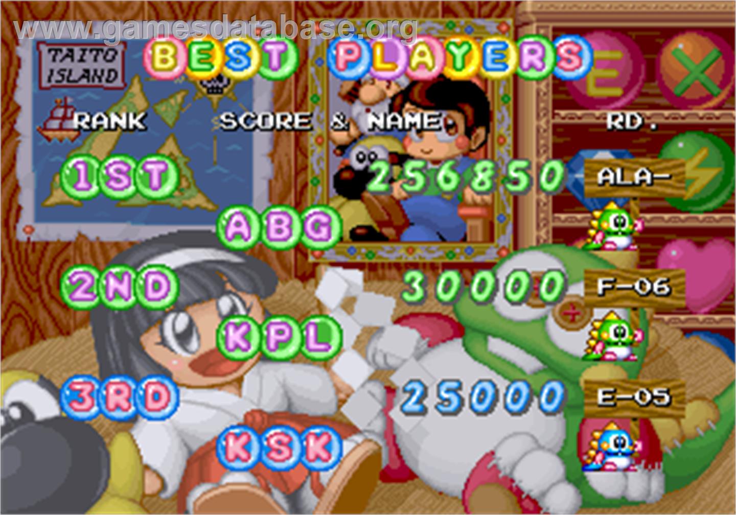 Bubble Bobble II - Arcade - Artwork - High Score Screen