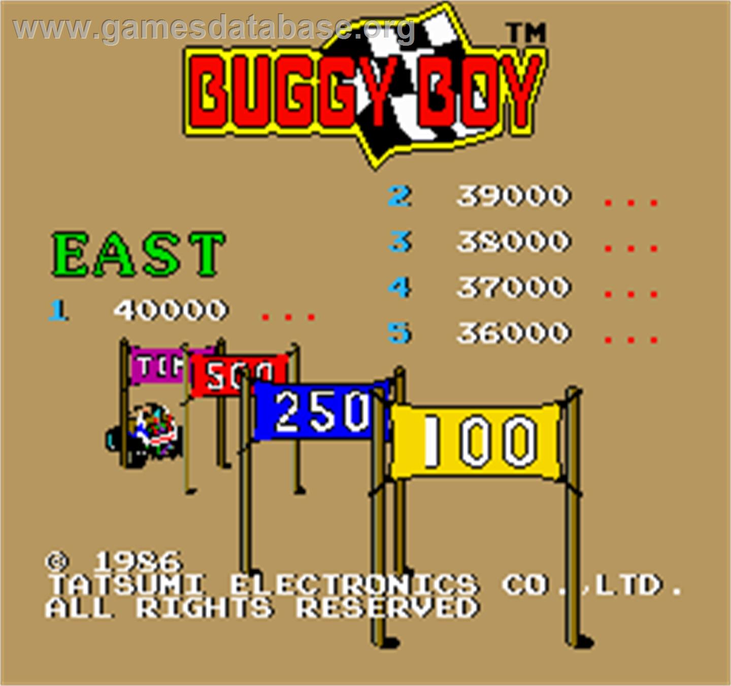 Buggy Boy Junior/Speed Buggy - Arcade - Artwork - High Score Screen