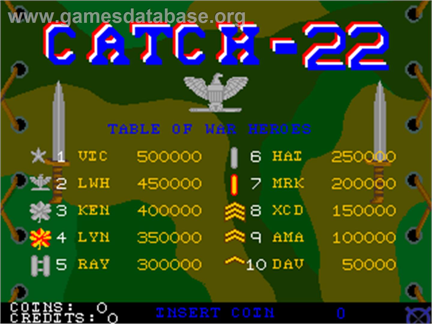 Catch-22 - Arcade - Artwork - High Score Screen