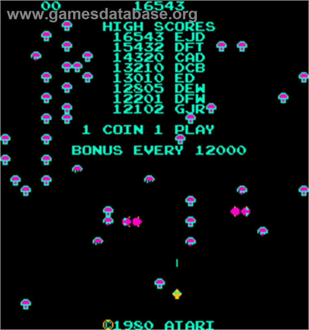Centipede - Arcade - Artwork - High Score Screen