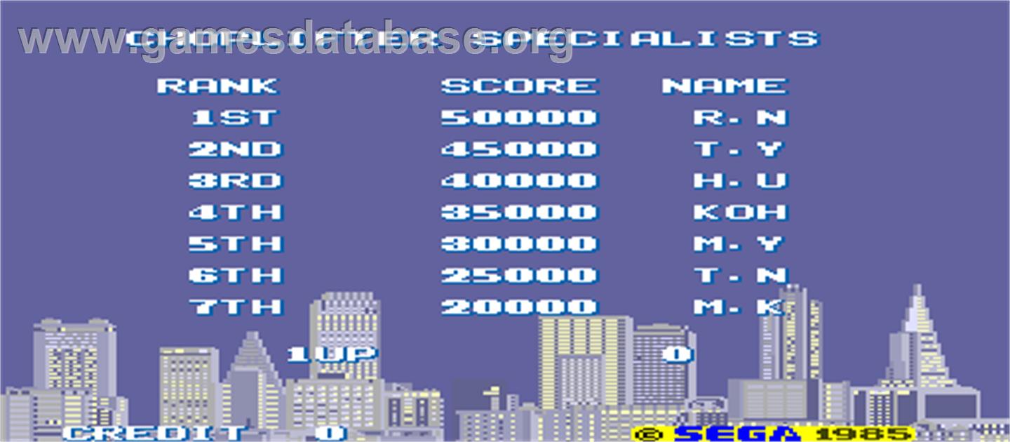 Choplifter - Arcade - Artwork - High Score Screen