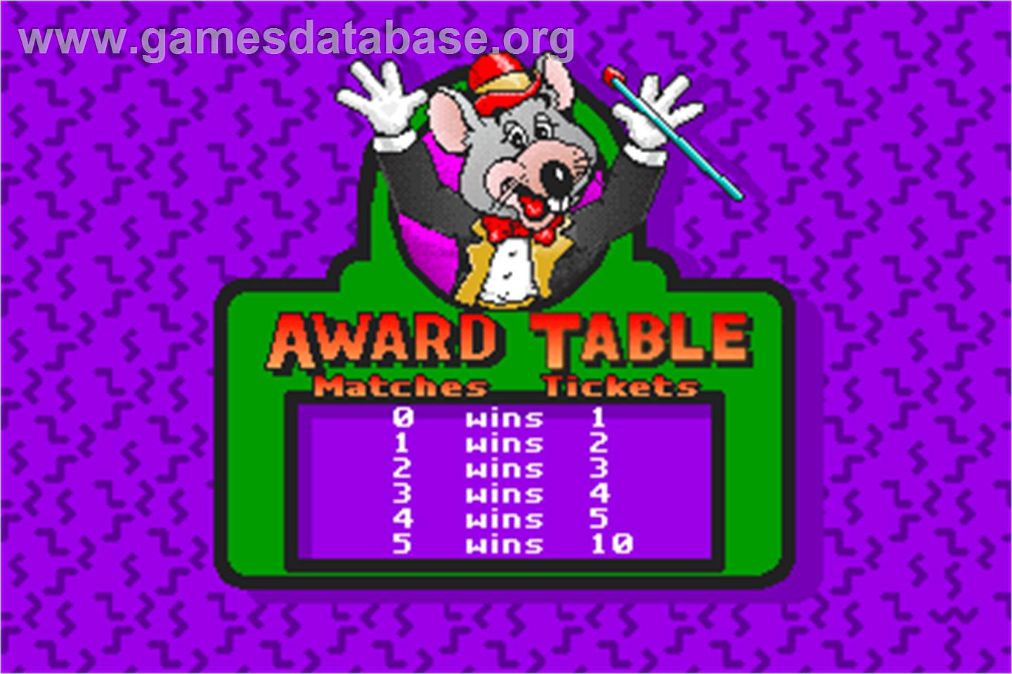 ChuckECheese's Match Game - Arcade - Artwork - High Score Screen