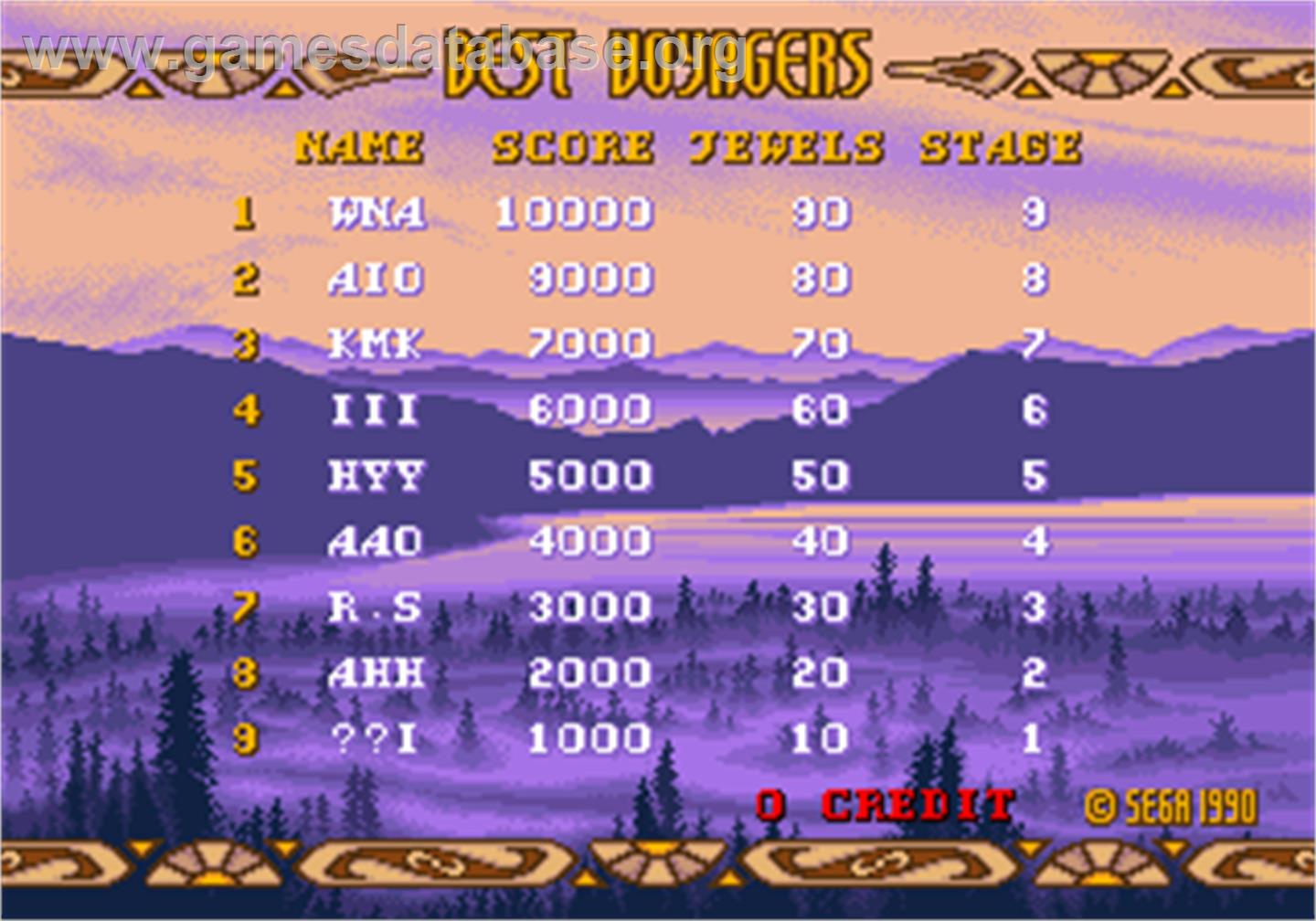 Columns II: The Voyage Through Time - Arcade - Artwork - High Score Screen