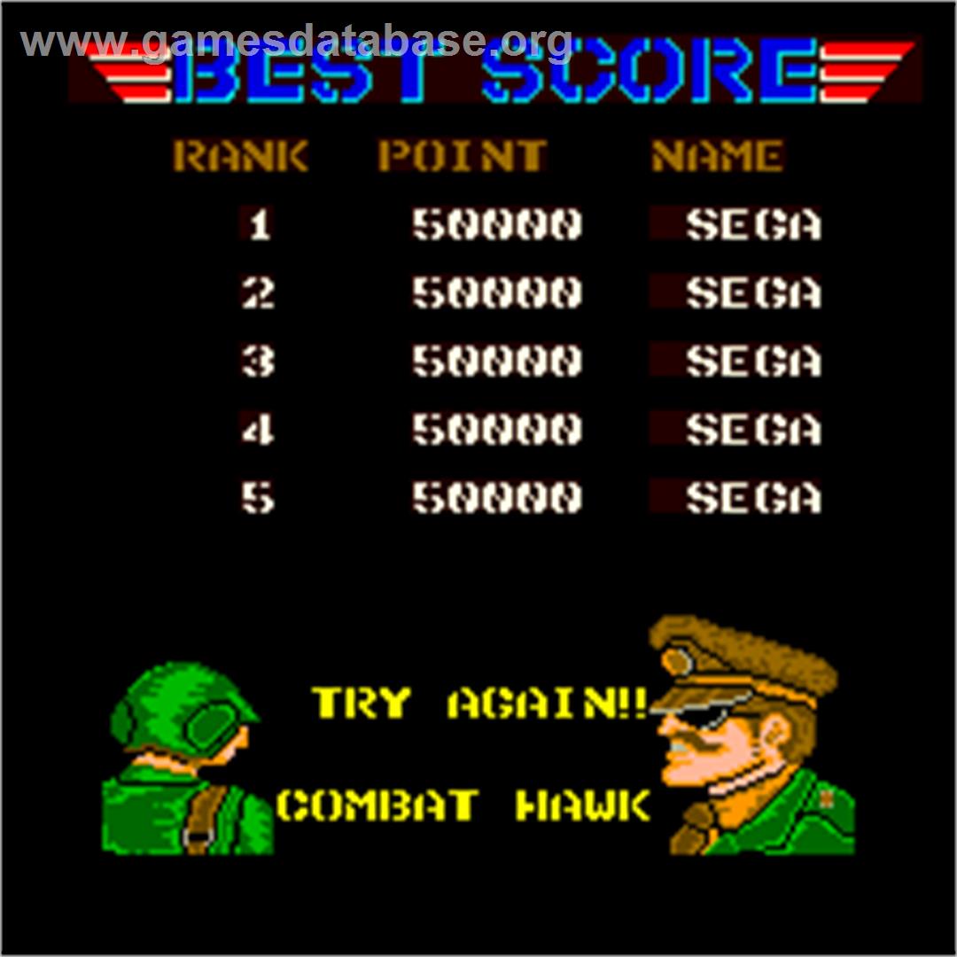 Combat Hawk - Arcade - Artwork - High Score Screen