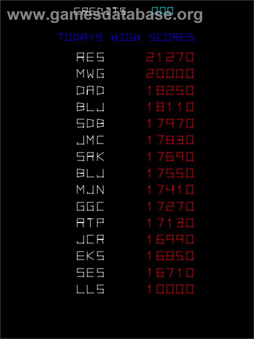 Cosmic Chasm - Arcade - Artwork - High Score Screen