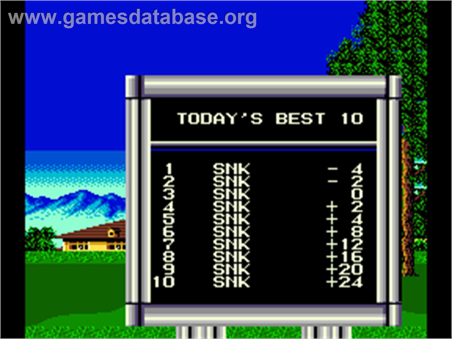 Country Club - Arcade - Artwork - High Score Screen