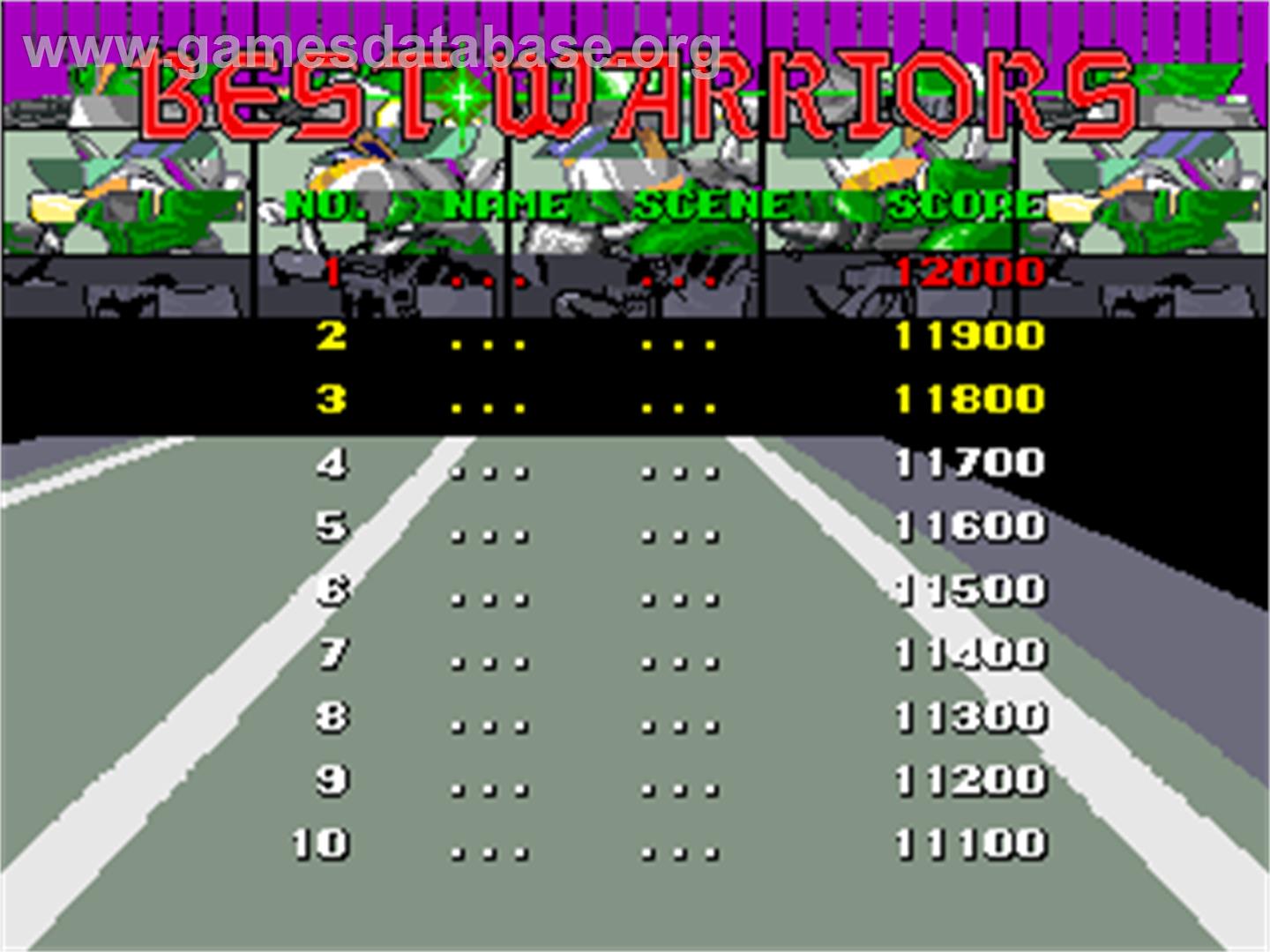 Cycle Warriors - Arcade - Artwork - High Score Screen