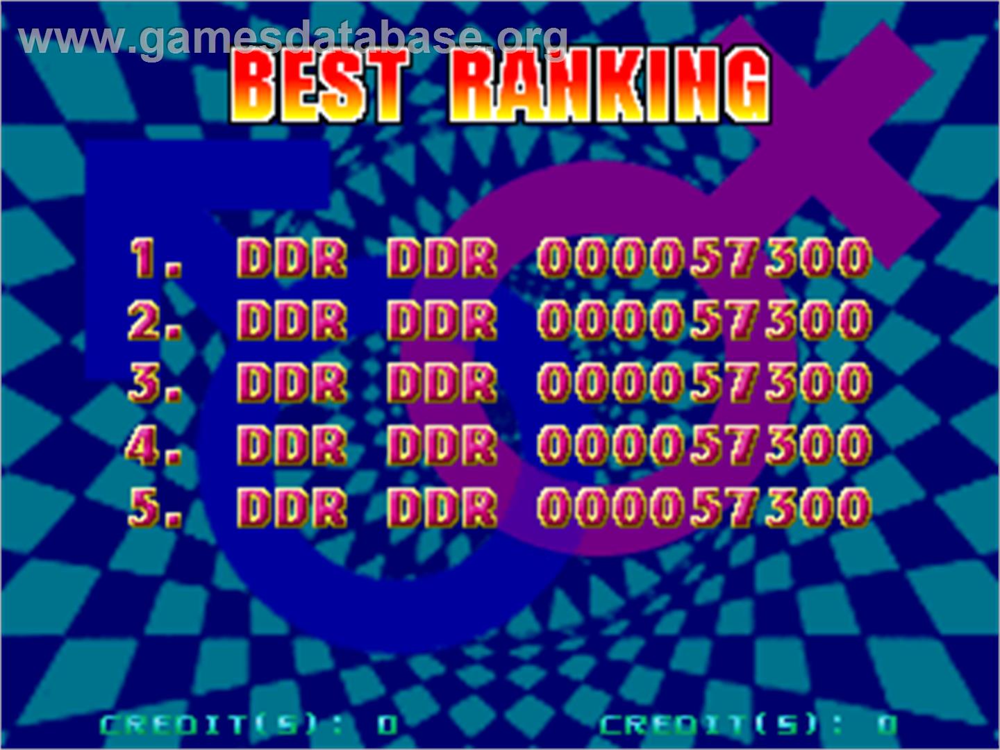 Dance Dance Revolution - Internet Ranking Ver - Arcade - Artwork - High Score Screen