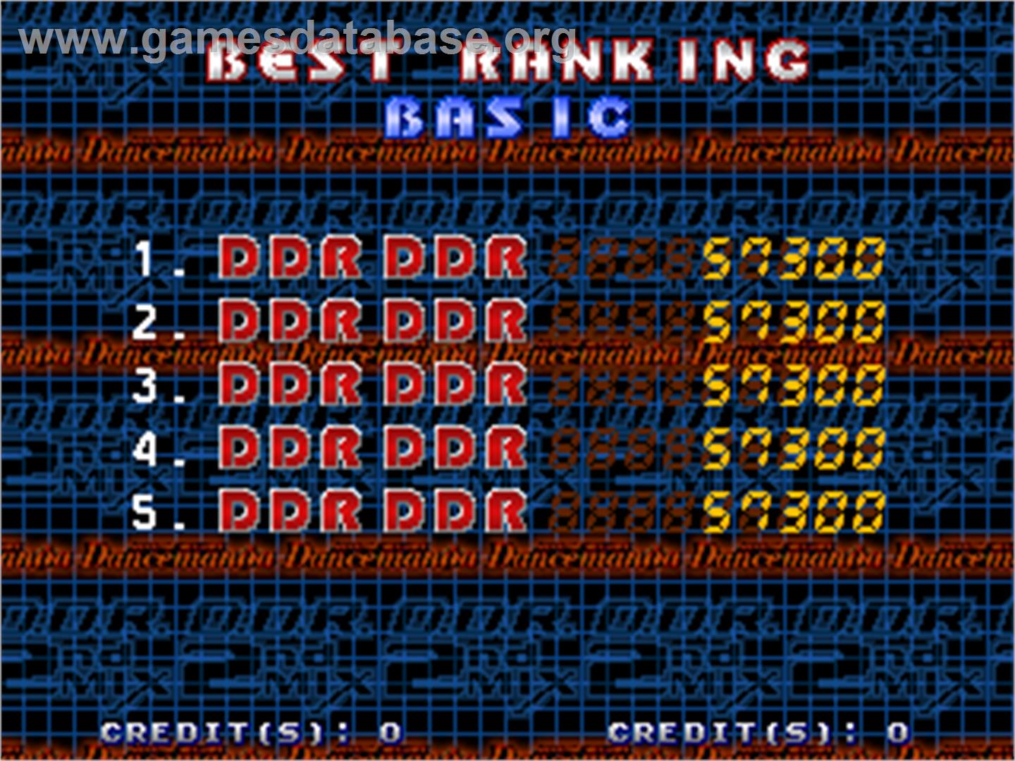 Dance Dance Revolution 2nd Mix with beatmaniaIIDX CLUB VERSiON - Arcade - Artwork - High Score Screen