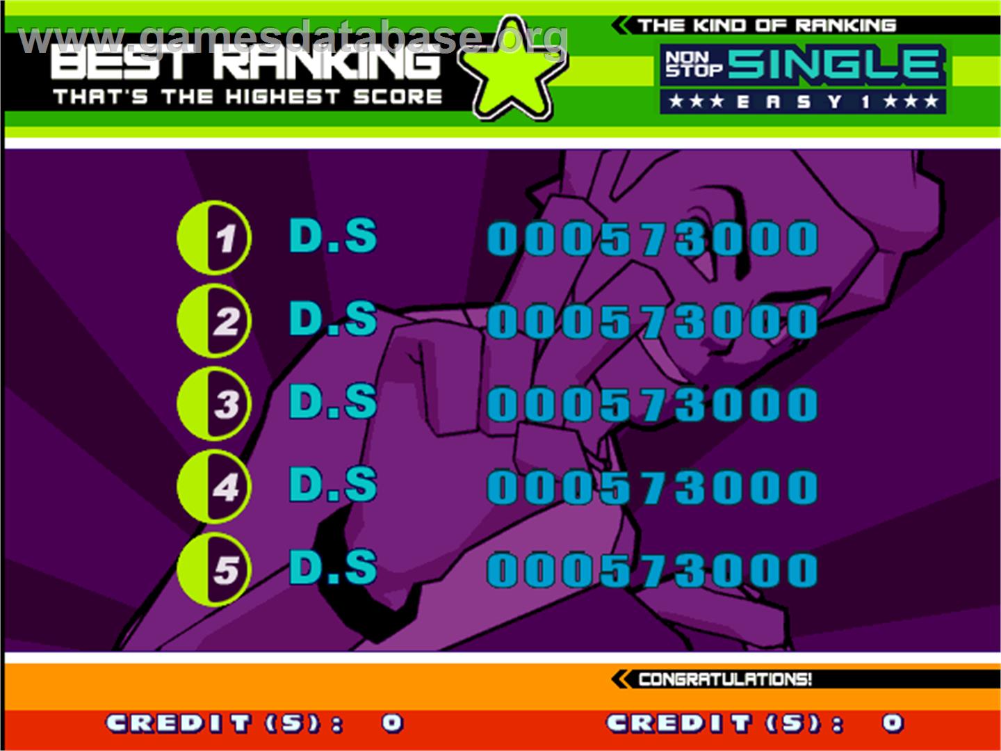 Dancing Stage Euro Mix 2 - Arcade - Artwork - High Score Screen