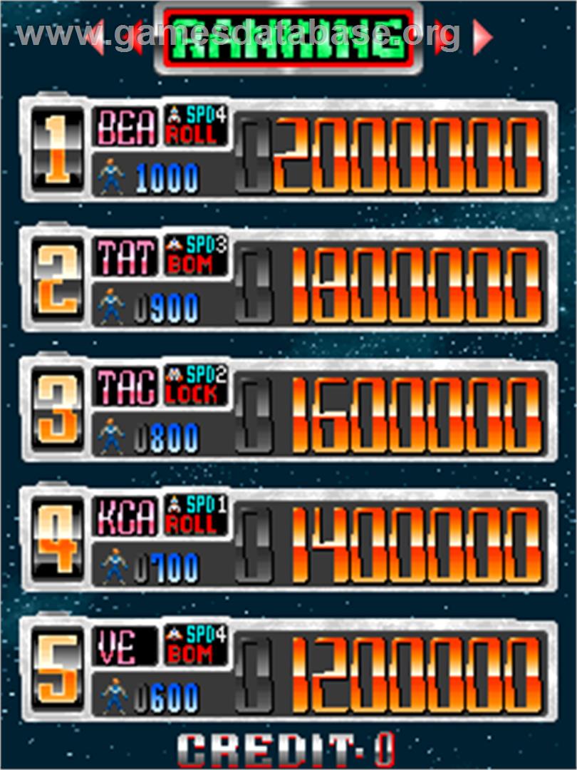 Dangun Feveron - Arcade - Artwork - High Score Screen