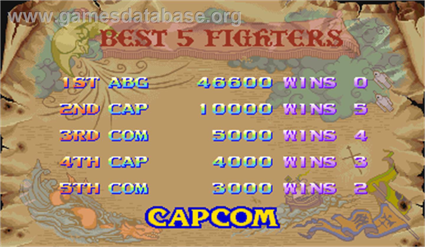 Darkstalkers: The Night Warriors - Arcade - Artwork - High Score Screen