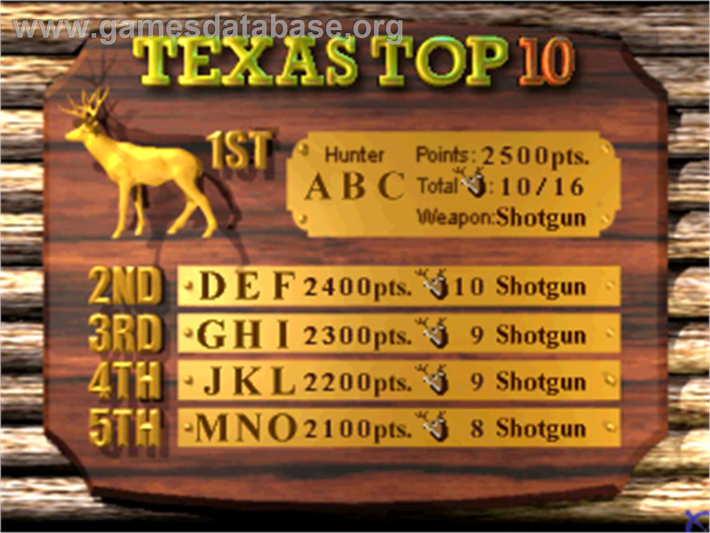 Deer Hunting USA V4.2 - Arcade - Artwork - High Score Screen