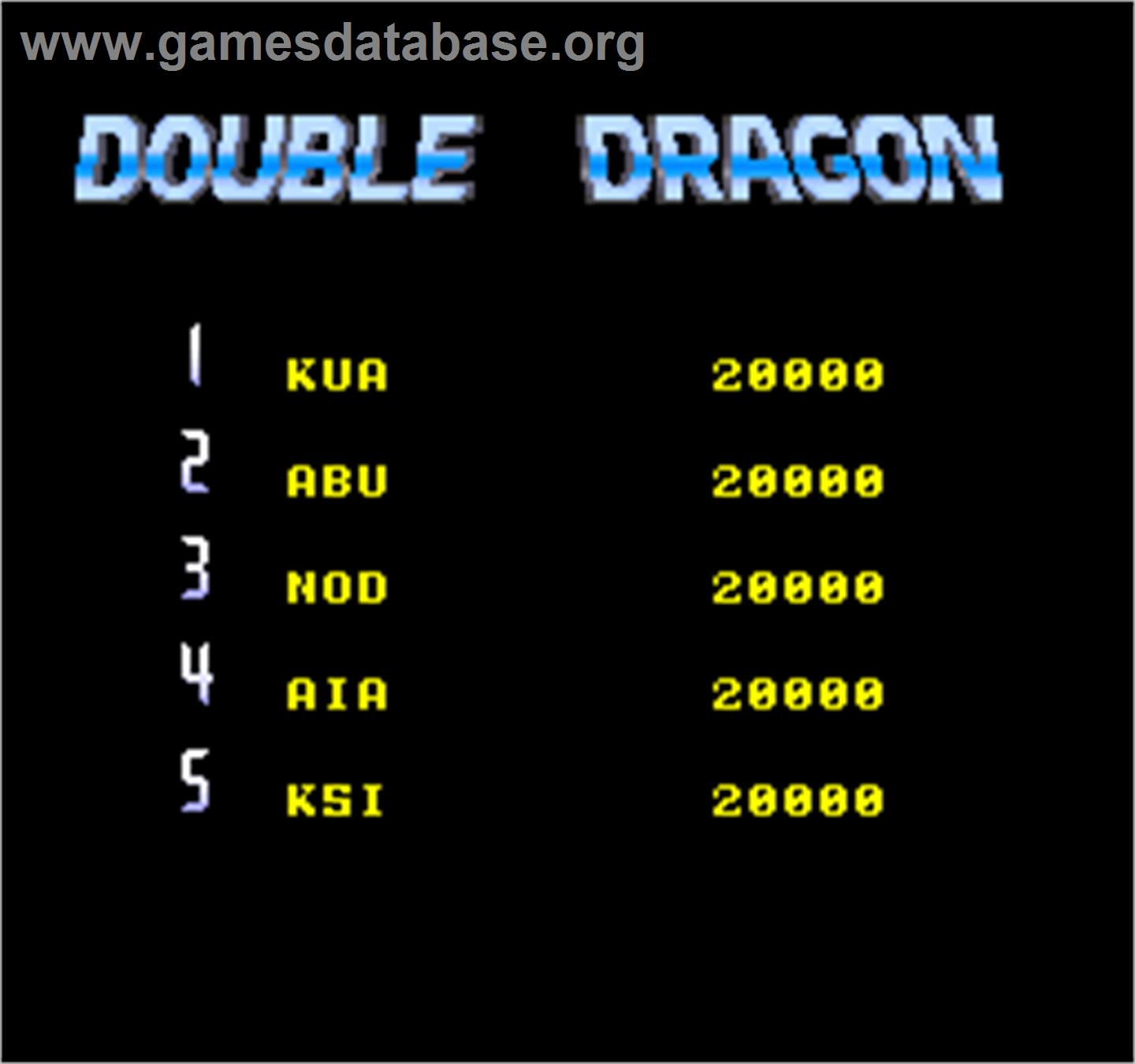 Double Dragon II - The Revenge - Arcade - Artwork - High Score Screen