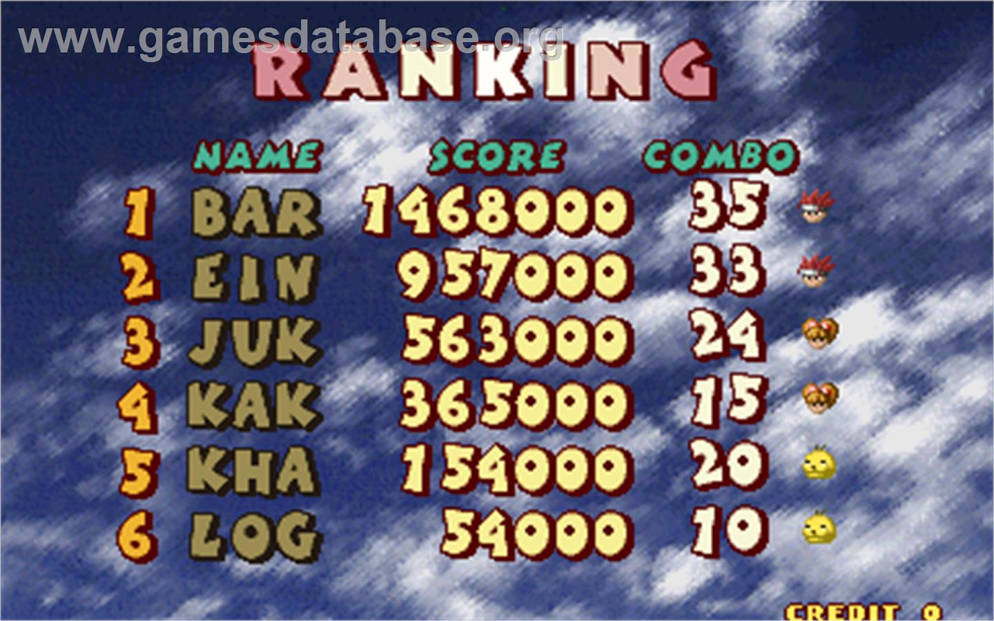 Dynamite Bomber - Arcade - Artwork - High Score Screen