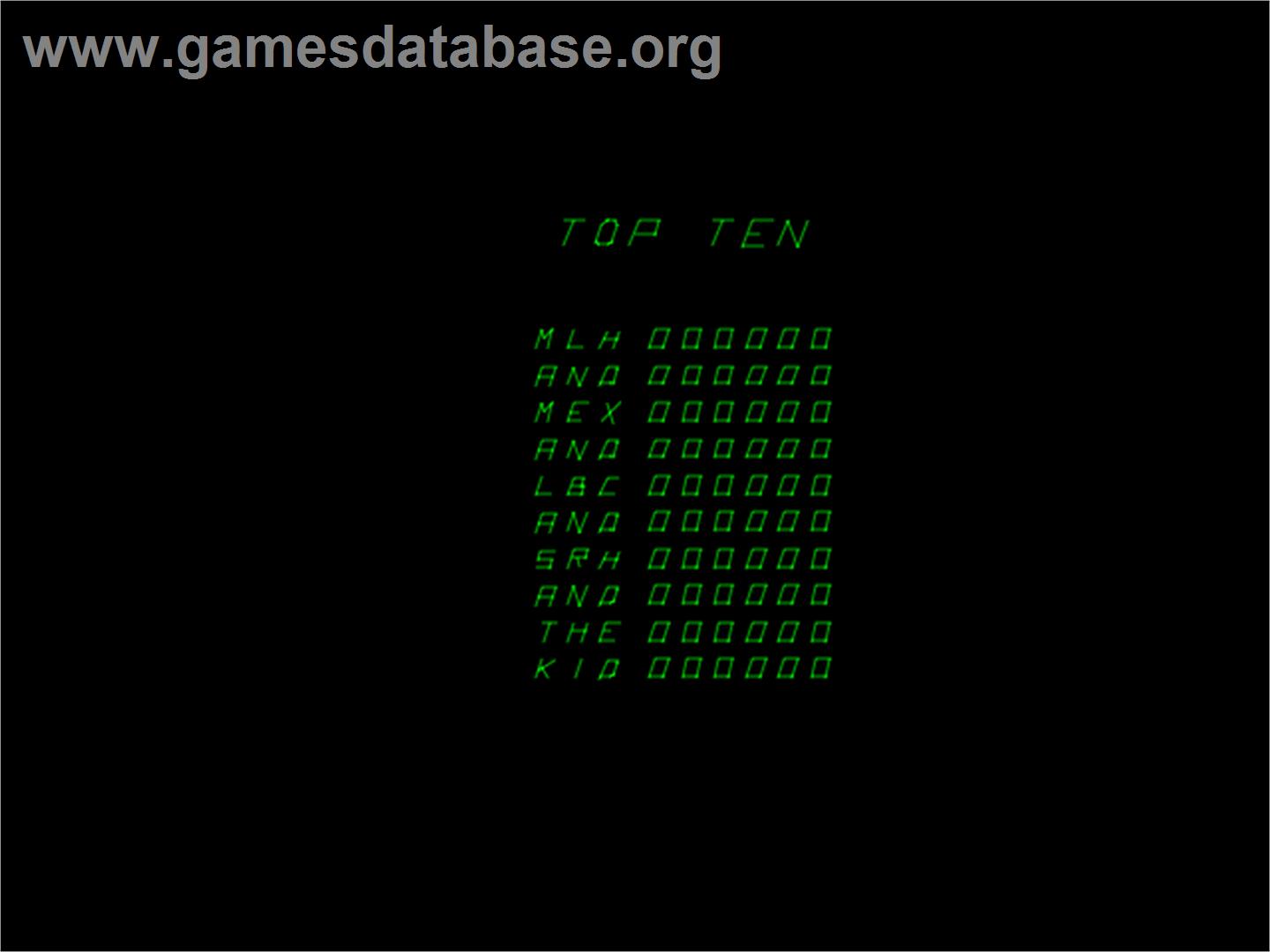 Eliminator - Arcade - Artwork - High Score Screen