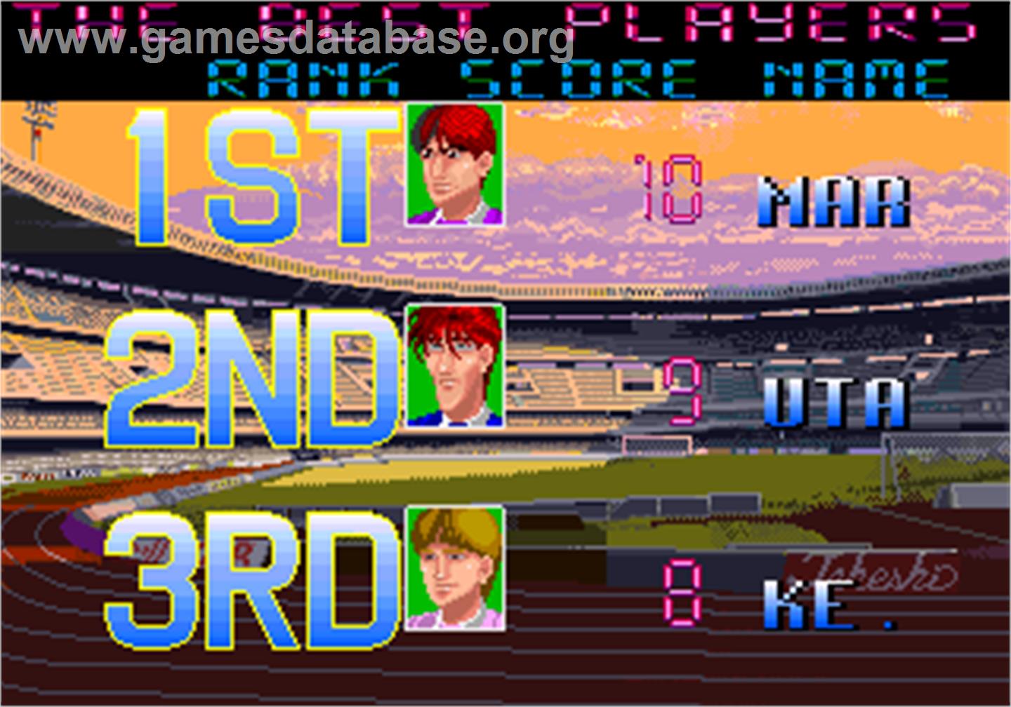 Euro Champ '92 - Arcade - Artwork - High Score Screen