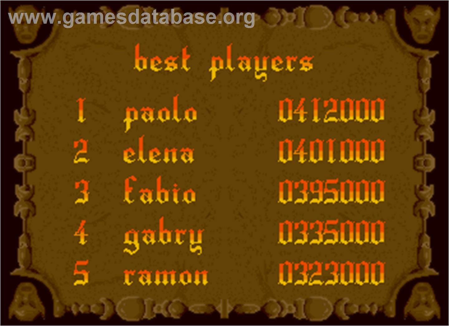 Fantasy Land - Arcade - Artwork - High Score Screen