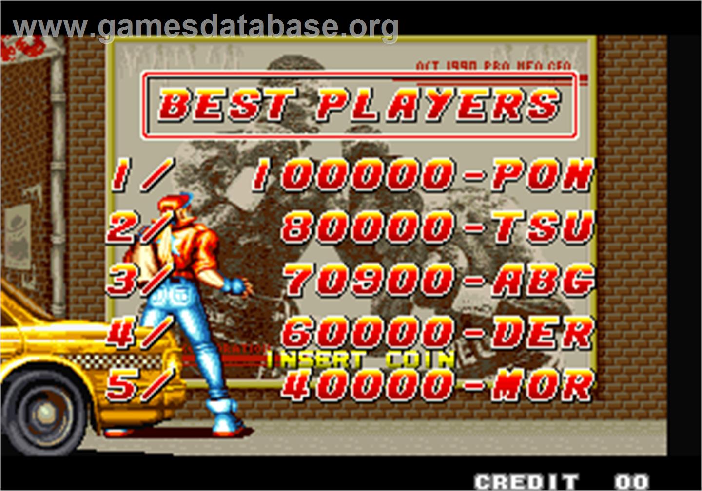 Fatal Fury - King of Fighters / Garou Densetsu - shukumei no tatakai - Arcade - Artwork - High Score Screen